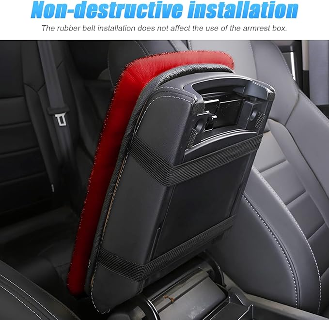 Fluffy Car Armrest Cover, Universal Car Center Console Pad, Car Armrest Seat Box Cover Decor Accessories For Women Men, Armrest Seat Box Cover Protector For Most Vehicle, SUV, Truck, Car (Wine Red)