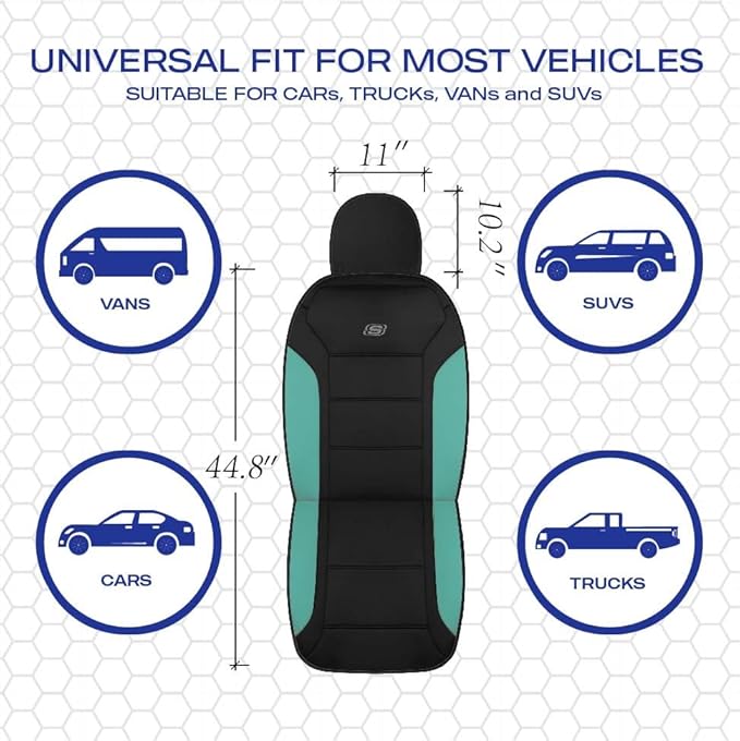 Skechers Memory Foam Car Seat Covers, Lycra Fabric Seat Covers Thick Memory Foam, Front Car Seat Protector, Airbag Compatible, Automotive Comfort Protection for Most Cars,Trucks, SUVs,Green