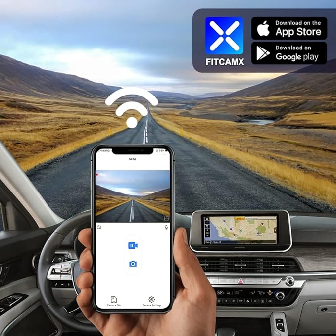 Fitcamx 4K Dual Dash Cam Suitable for Kia Telluride S LX EX SX X-pro X-Line 2020 2021 2022 (Part NO#S9000), OEM Look, Front 2160P+Rear 1080P Video, Built-in WiFi & APP, Loop Recording, G-Sensor, 128GB