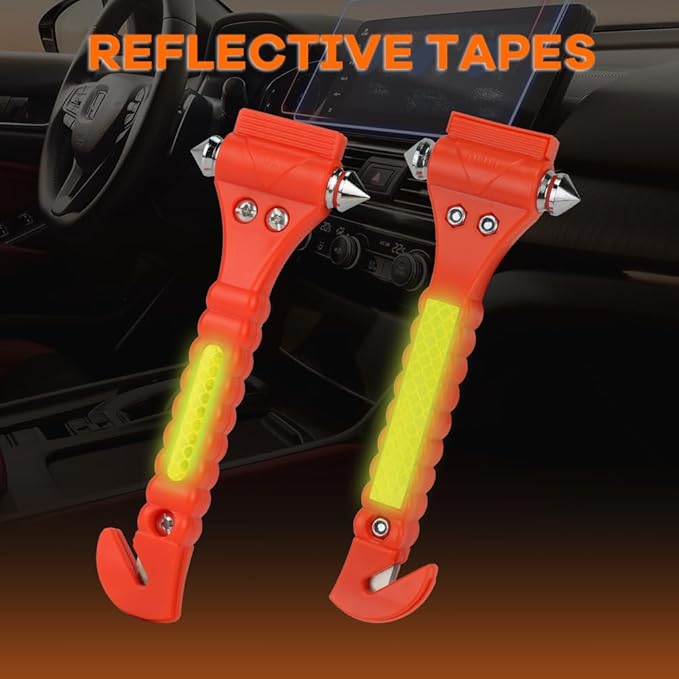 SINSEN Car Safety Hammer Set of 2 Emergency Escape Tool Auto Car Window Glass Hammer Breaker and Seat Belt Cutter Escape 2-in-1 for Family Rescue & Auto Emergency Escape Tools