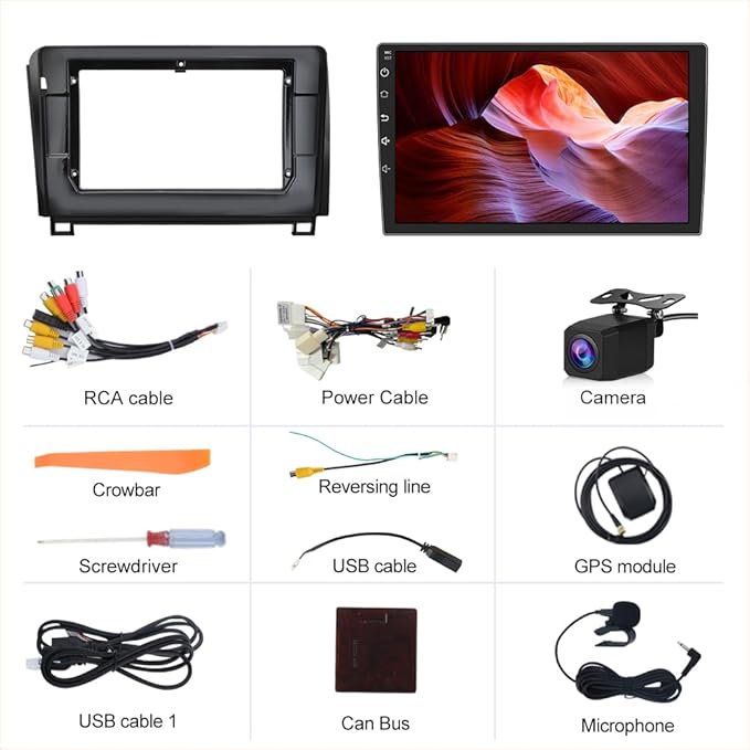 Android 13 Car Radio Stereo for Toyota Tundra 2007-2013 Toyota Sequoia 2008-2018 with Wireless Carplay Android Auto 10-inch Touch Screen Head Unit