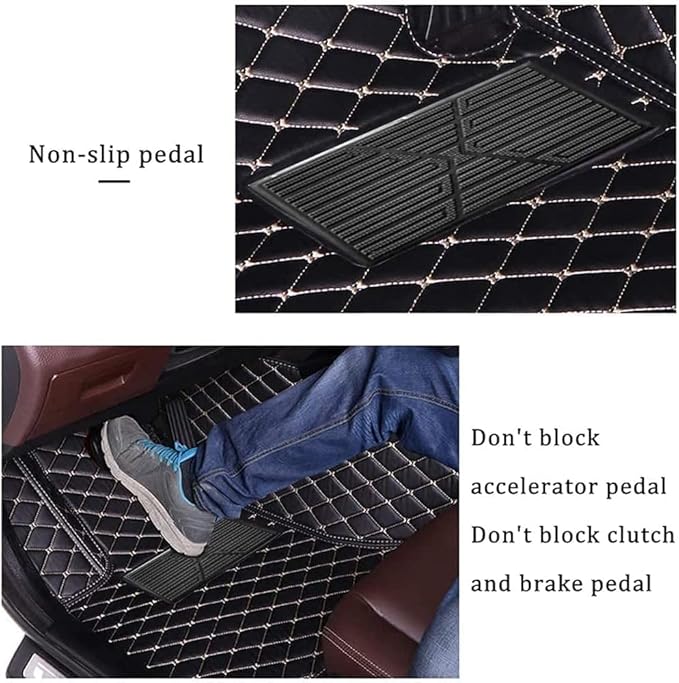 Custom Making Car Floor Mats for 98% Sedan SUV Sports Car Full Coverage Cute Pads Protection Non-Slip Leather Floor Liners (Black+Purple Side)