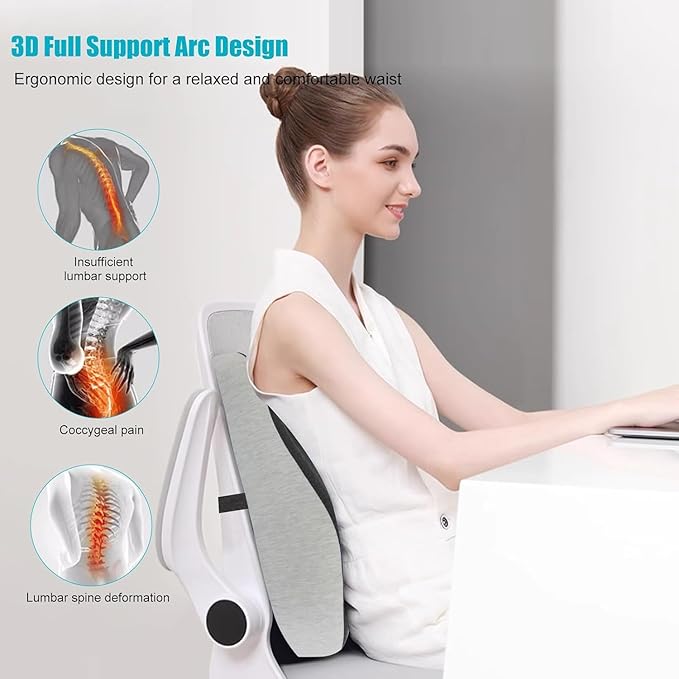 Seat Cushion and Lumbar Support Pillow Set, Sciatica Relieving Coccyx Cushion,hemorrhoid Cushion,Chair Back Support,Ergonomic Cushion&Pillow, car Cushion,Office Chair Cushions for Back and Butt