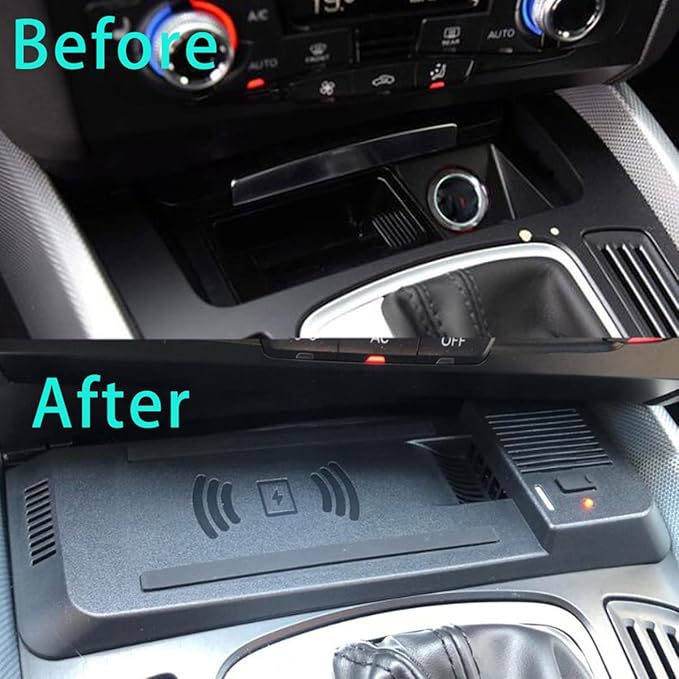 15W Wireless Car Charger for Audi 2010-2018 Q5/2008-2014 A5/2009-2016 S5/2012-2014 RS5/2014-2017 SQ5/2008-2016 A4L/2012-2014 A4 allroad Charging Pad