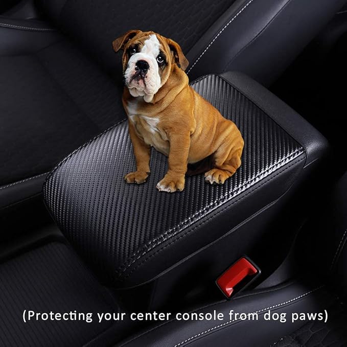 INTGET Car Center Console Armrest Cover for 2011-2020 2021 Jeep Grand Cherokee Accessories Arm Rest Box Pad Console Lid Protection Saver for Grand Cherokee Console Cover(Carbon Fiber Texture)