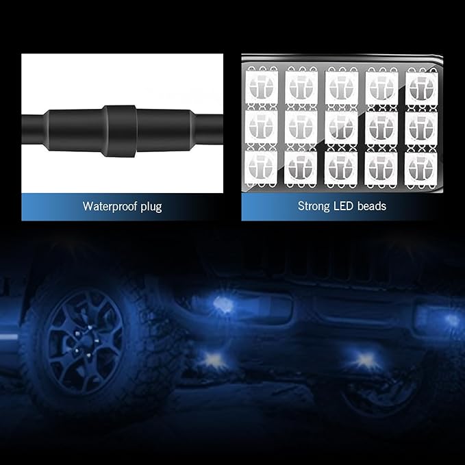 4PCS RGB LED Rock Lights, Underglow Multicolor Neon Light, Footwell Wheel Well Light Pods, with APP Control & Music Mode, Rock Lights for Trucks, SUV, ATV, UTV, Pickup, Motorcycles