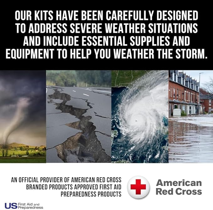 American Red Cross Officially Licensed Product, Car First Aid Survival Kit for Winter, 27 Piece Emergency Medical Supplies to Clean and Treat Minor Injuries, Keep Warm, and Signal for Help