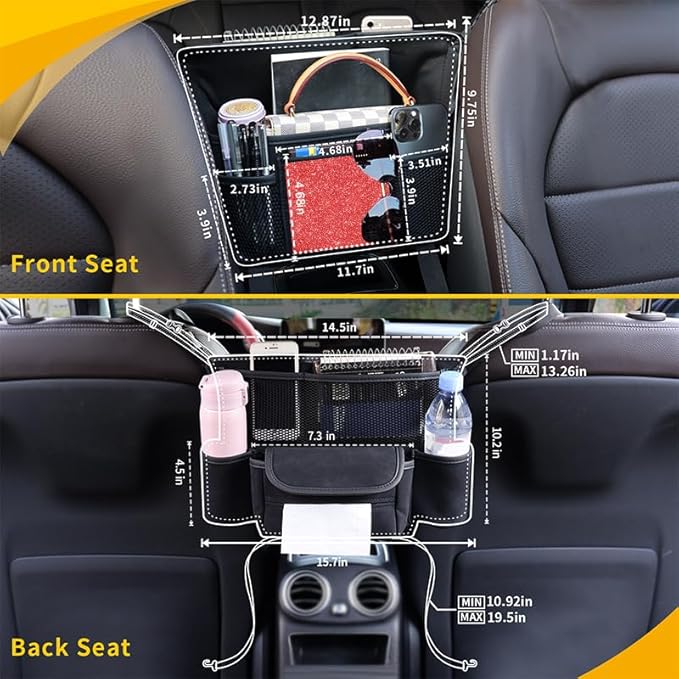 Red Diamond Car Handbag Holder Between Seats Bling Rhinestone Car Storage Bag Large Capacity Purse Phone Automotive Consoles Organizer Safe Barrier of Backseat Pet Kids