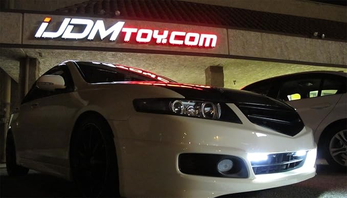 iJDMTOY Xenon White 18W High Power LED Daytime Running Light Kit w/Relay Wire Harness, Universal Fit Compatible with Car, Truck, SUV, etc