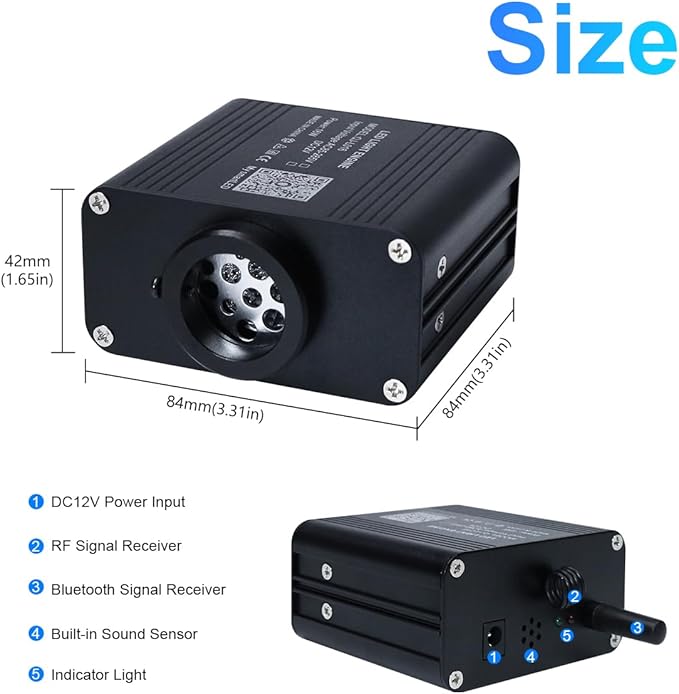 AMKI 16W Twinkle+Sound Mode RGBW Light Source Engine Driver Remote/APP Control Starlight Box Motor for Fiber Optic Star Ceiling Light Kit