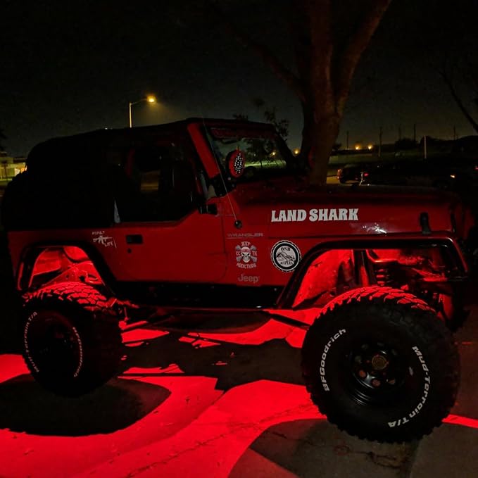 2 Pods LED Rock Lights, Ampper Waterproof LED Neon Underglow Light for Car Truck ATV UTV SUV Offroad Boat Underbody Glow Trail Rig Lamp (Red)