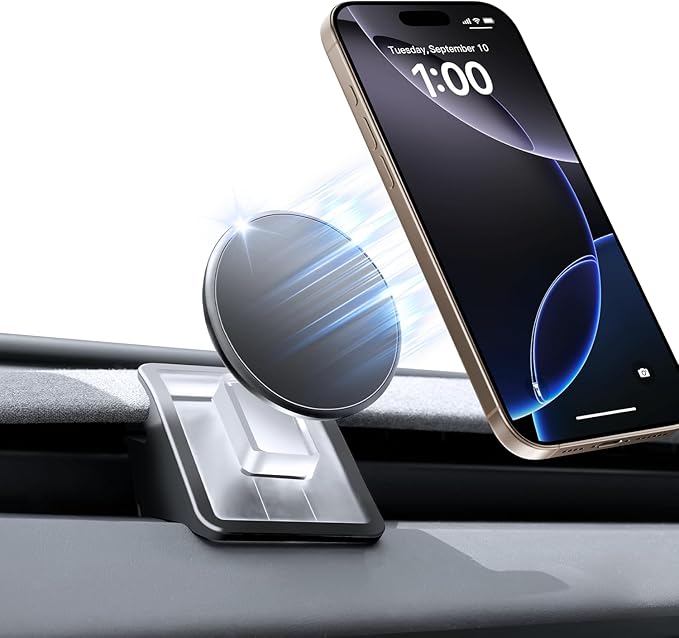 for Tesla Magnetic Phone Mount Holder Compatible with 2025-2026 Model Y Juniper and 2024-2026 Model 3 Highland, 360° Adjustable, No Tool Installation Required, Anti-Shake Mount Fit for All Smartphones
