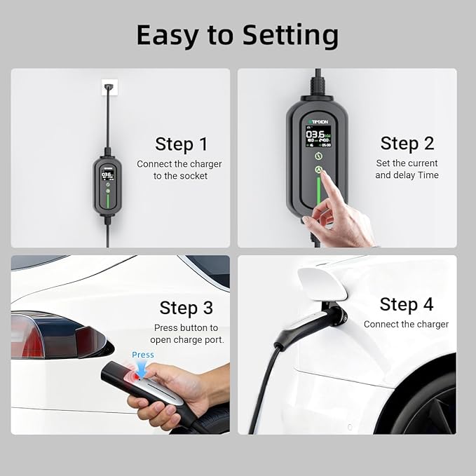 Level 2 & Level 1 EV Charger for Tesla Mobile Charging,16A,ETL Certified with 25ft Extension Cable,NACS Connector,NEMA 6-20P to 5-15P Adapter,Electric Car EV Charger for Tesla Model Y/X/3/S