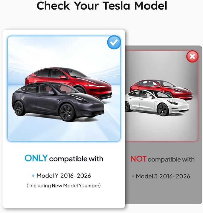 Wigoo Tesla New Model Y Accessories Windshield Sunshade [OEM Design, 100% Sun Blockage] Foldable Heat Insulation Sunshade with Storage Bag, for Model Y 2020~2026 (Juniper), Silver Coating