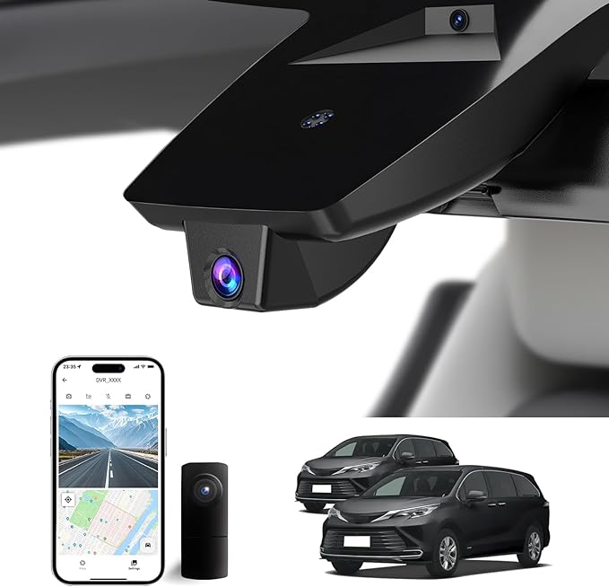 Front 4K & Rear 1080P Dash Cam for Toyota Sienna 2021 2022 2023 2024 2025 2026 LE Limited XLE Platinum XSE (XL40),OEM-Style,Built-in WiFi & APP,Loop Recording,G-Sensor,128GB