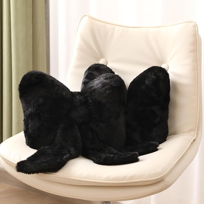 Macarrie 2 Pcs Car Neck Pillow Plush Butterfly Bow Car Headrest Pillow Comfortable Seat Neck Support Cute Car Head Rest Accessories for Driving Travel Driver Chair Girl Style Interior Decor (Black)