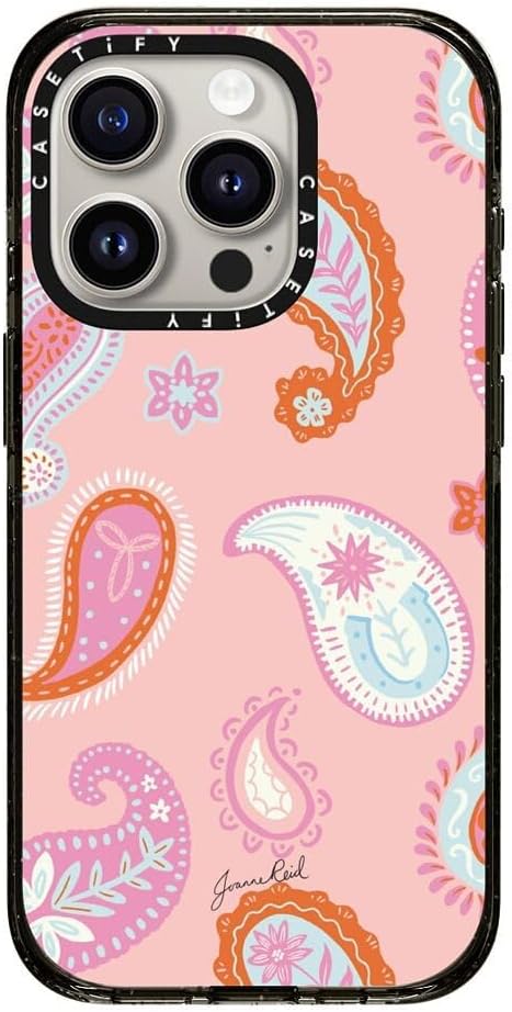 CASETiFY Impact Case for iPhone 15 Pro [8.2ft 4X Military Grade Drop Protection/Compatible with Magsafe] - Cowgirl Paisley Pattern - Clear Black