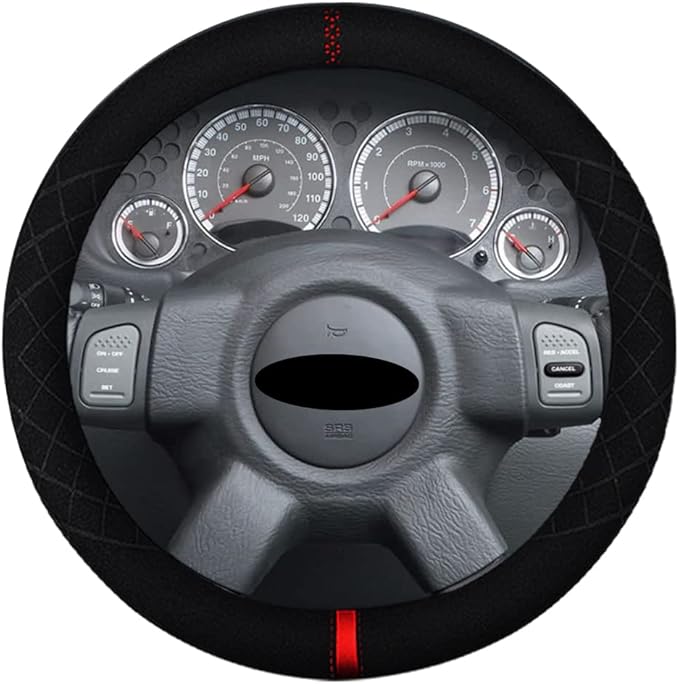 Suede Steering Wheel Cover,Compatible with Jeep Compass Patriot Wrangler Liberty Grand Cherokee Suede Sport Non-Slip Wheel Cover Car Interior Accessories 15.5 16 inch for Man and Women