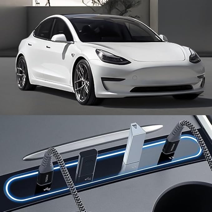 Car USB Hub,Multi-Functional USB Expander with LED Light for Car Vehicle Center Console