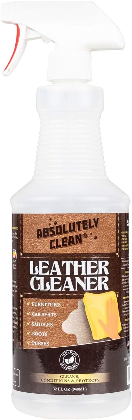 Amazing Leather Cleaner/Conditioner/Deodorizer | Powerful, Natural Enzyme Cleaner | USA Made | Great for Leather & Vinyl, Furniture, Boots, Purses, Clothing & More Removes Stains Spray & Wipe (32oz)