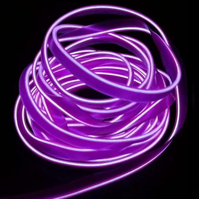 ABALDI Car Strip Light USB Neon Light El Wire for Car Led Decoration(5m16ft,USB,Purple)