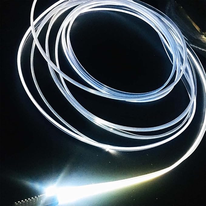 2mm 5meters Car Home LED Ambient Plastic Optic Fiber Light Source Kit Tool Free (12V,White)