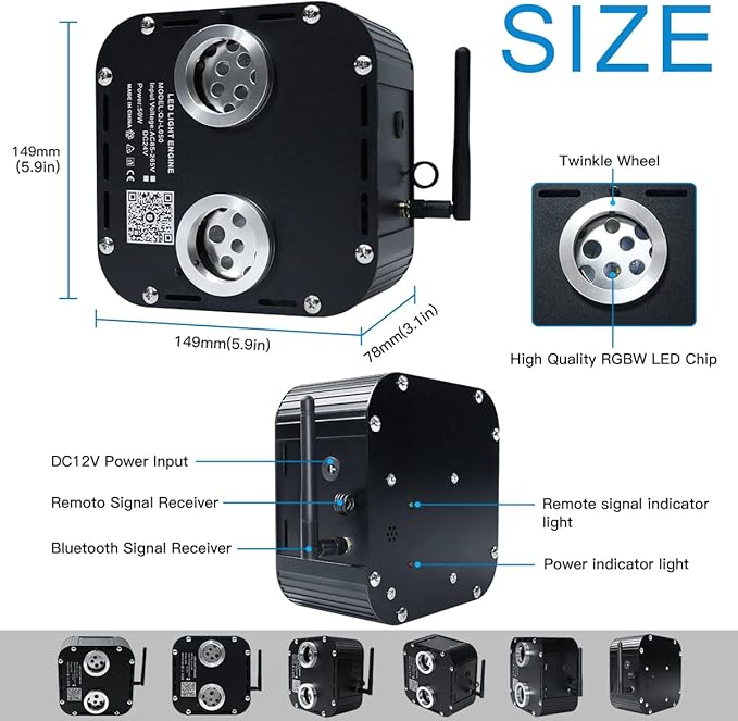 AKEPO 50W Dual-Head Twinkle Fiber Optic Light Engine Replacement, RGBW Twinkle+APP Control+Music Activated+28-Key Remote for Home Fiber Optic Star Ceiling