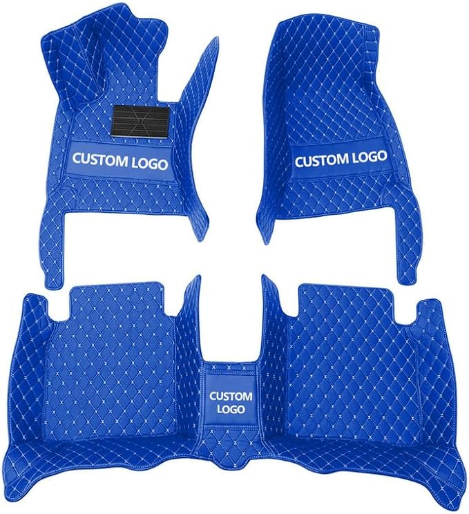 Custom Personalized Floor Mats for Cars，Luxury Full Coverage All Weather Car Floor Mats，Anti-Slip Leather Car Mat Set ，Custom Floor Mats for 99% of Cars, Trucks & SUVs (Blue 3D)