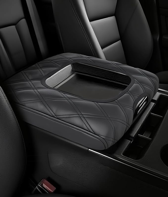 Center Console Cover for Chevy Silverado & GMC Sierra 2014-2018 with 40/20/40 Jump Seat Accessories, Leather Middle Armrest Console Cover Elbow Arm Rest Cushion for Car (Split Bench Seat Console ONLY)