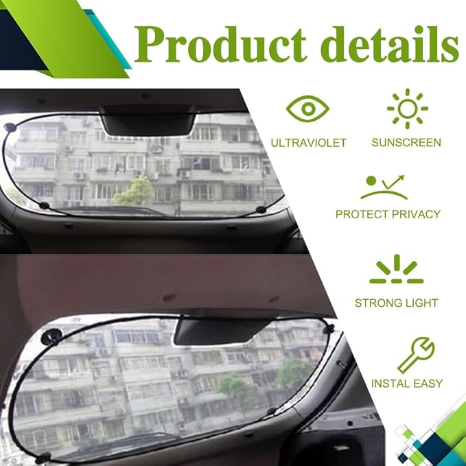 Car Rear Window Sunshade, 20"×40" Rear Window Sun Shade Blocker with Suction Cups, Mesh Sunlight Shield Provide Glare Shield and UV Rays Protection for Baby, Universal Car Accessories for Most Models