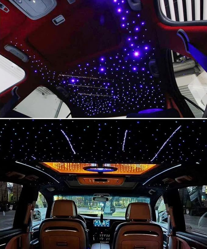 AKEPO Mini 6W Car Home APP Control Fiber Optic Lights, Meteor Effect+Mixed Fiber Cable 430pcs(0.75+1+1.5mm) 9.8ft/3m + Music Sync + 28key Remote Shooting Star Starlight Headliner Light Kit