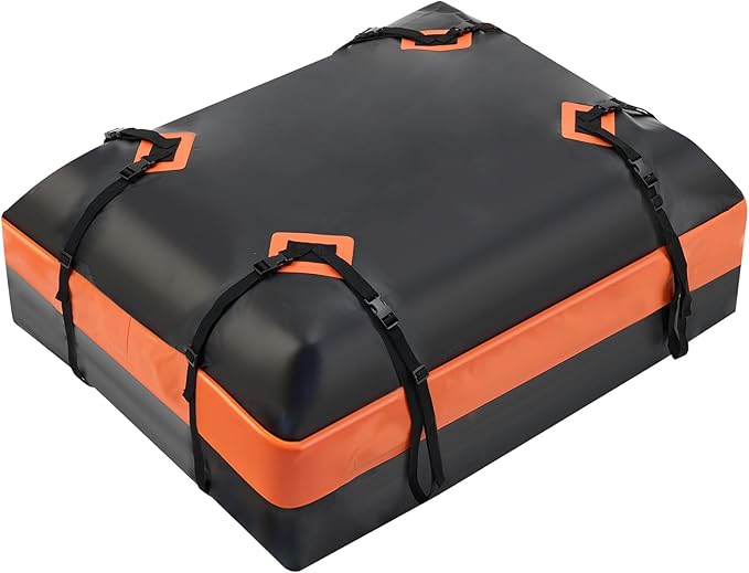 NEWBULIG Car Rooftop Cargo Carrier Bag, 15.1 Cubic Feet Duty Waterproof Bag for All Vehicles with/Without Racks. Includes Anti-Slip Mat, Reinforced Straps, 6 Door Hooks, Storage Bag & Luggage Lock.