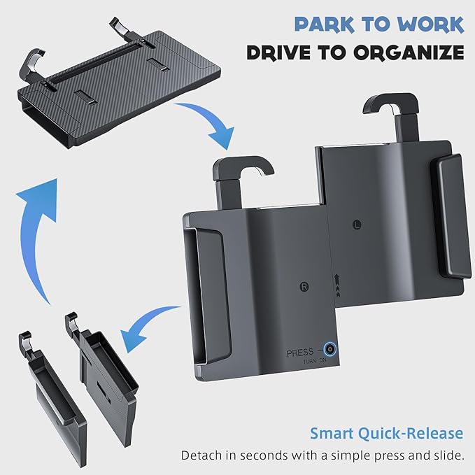 3 in 1 Car Steering Wheel Desk Tray & Car Seat Gap Filler & Organizer, Foldable Carbon Fiber Look Adjustable Car Tray,for Laptops, Eating Food, Writing, Entertainment.
