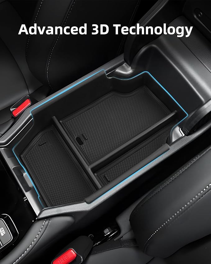 Armrest Organizer for 2026 2025-2023 Honda Accord, Center Console Organizer with Removable Rubber Mat, Center Console Tray Custom for Honda Accord Accessories, Black