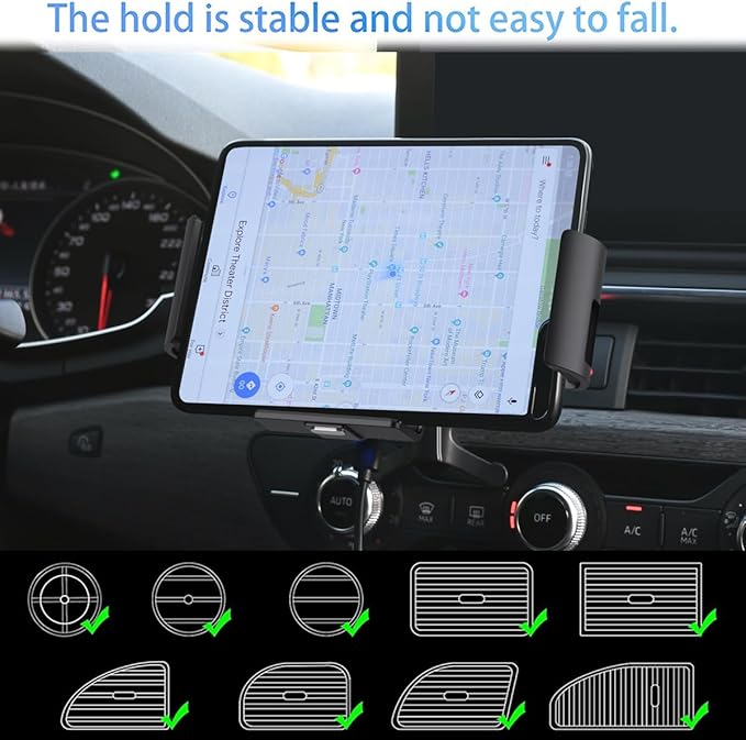 15W Qi Wireless Car Charger Mount Holder Compatible for Samsung Galaxy Z Fold7 Fold6 Fold5 Fold4 Fold3 Fold2 Fold 4.3in-6.9in Phone Auto Clamp Fast Charger