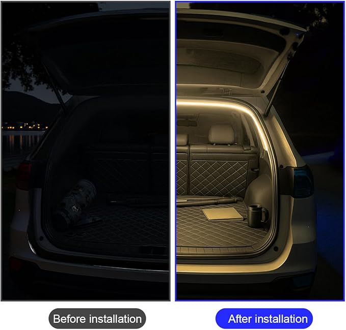 Car Trunk LED Strip Light, 6.56FT Silicone Flexible Cuttable Vehicle Trunk Cargo Ambient Lighting, Waterproof Bright Auto Trunk Interior Lamp Decoration, Universal for SUV RV Truck (Yellow)