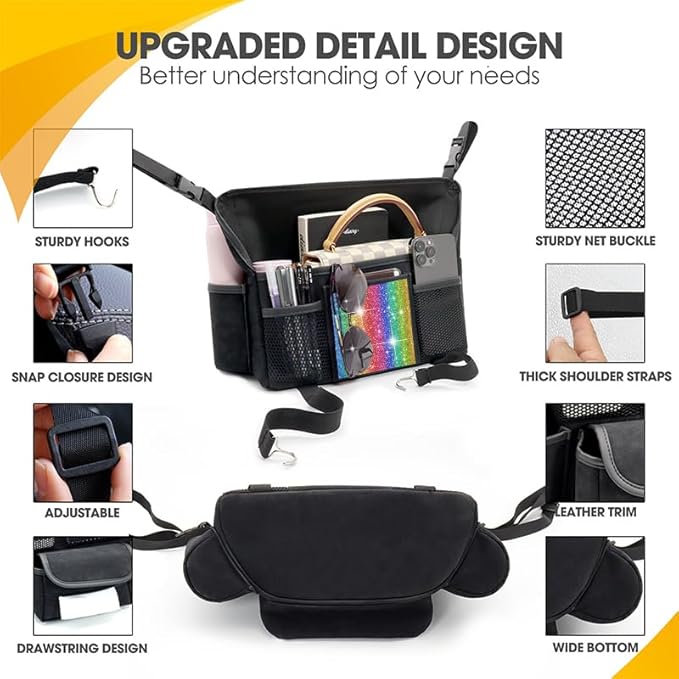 Color Diamond Car Handbag Holder Between Seats Bling Rhinestone Car Storage Bag Large Capacity Purse Phone Automotive Consoles Organizer Safe Barrier of Backseat Pet Kids…