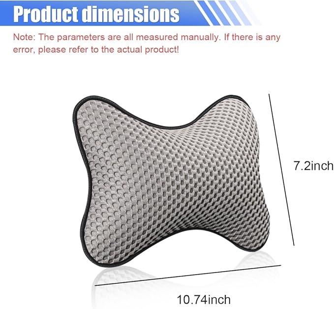 2PCS Car Headrest Pillow, Breathable Leather Car Neck Pillow, Soft Cloud Silk Cotton Neck Support Relief Cushion, Comfortable Automotive Seat Head Rest Pad for Driving Fatigue Relief (Grey)