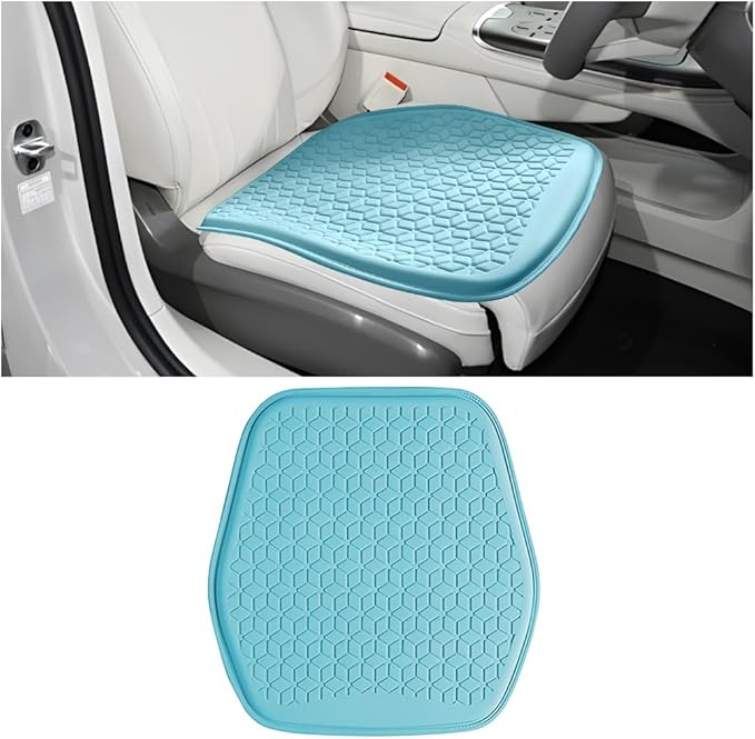 Gel Car Seat Cushion, Non-Slip & Comfortable Automotive Chair Protector Pad for Driving, Breathable Vehicle Interior Mat Cover Accessories, Universal for SUV Sedan Truck (Blue)