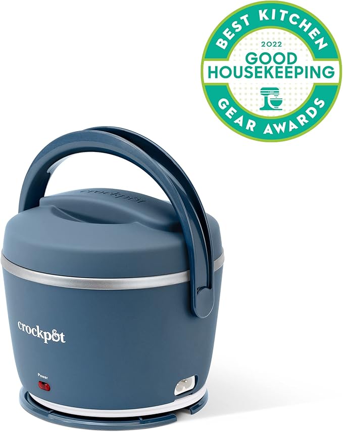 Crock-Pot 20-Ounce Electric Lunch Box,Portable Food Warmer,Faded Blue,Perfect for Travel,Car,On-the-Go,Keeps Food Warm,Spill-Free,Dishwasher-Safe,Ideal Gift for Men and Women,(Pack of 4)