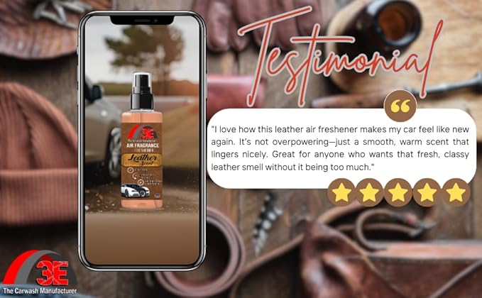 Leather Scent Air Freshener & Odor Eliminator, Premium Long-Lasting Fresh Leather Smell for Cars, Trucks, SUVs, RVs & More, Nonstaining - 16 fl oz