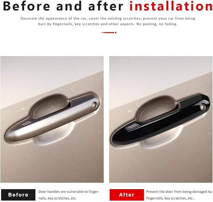 Exterior Door Handle Cover Compatible for 2019-2022 2023 2024 2025 Toyota Rav4 Accessories for Highlander 2024 2023 2022-2020 Handle Protectors with 4 Holes fo Auto Sensors (Glossy Black)