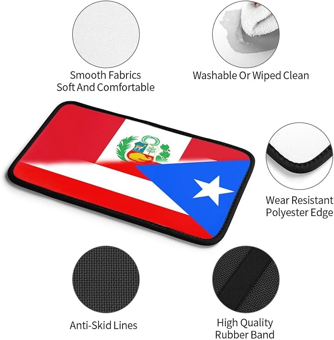 Puerto Rico Peru Peruvians Flag Auto Center Console Armrest Cover Car Handrail Box Cushion Pad Mat Universal Fit Most Vehicle Sedan Truck SUV Soft Comfort Decor Accessories