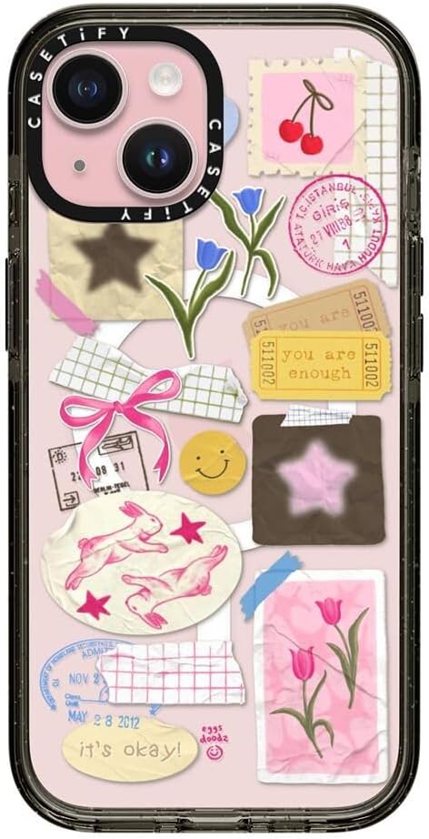 CASETiFY Impact iPhone 15 Case [4X Military Grade Drop Tested / 8.2ft Drop Protection/Compatible with Magsafe] - You are Stars Collage - Clear Black