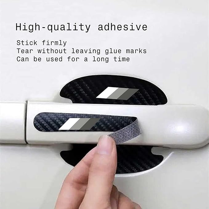 8PCS Stylish Car Scratch Protectors, Tri-Color 3 Colors Carbon Fiber Bowl Sticker, Universal Paint Guard Cover, Personalized Door Handle Cup Protector