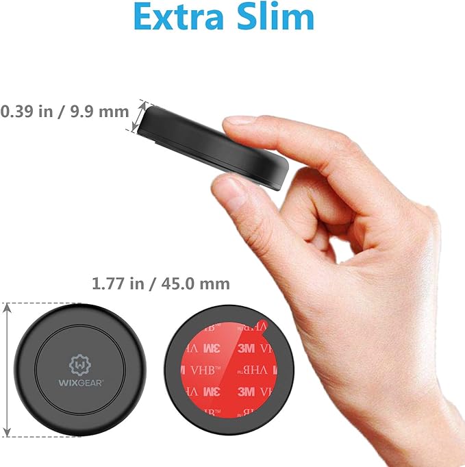 WixGear Universal Flat Stick On (2 Pack) Dashboard Magnetic Car Mount Holder for Cell Phones and Mini Tablets with Fast Swift-Snap Technology - Extra Slim