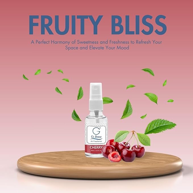 G's Breeze Cherry Air Freshener – Sweet, Vibrant & Long-Lasting Aroma of Ripe Cherries – Playful, Refreshing for Home, Car, or Office – Fruity Scent That Brightens Any Space – 48-Hour Duration