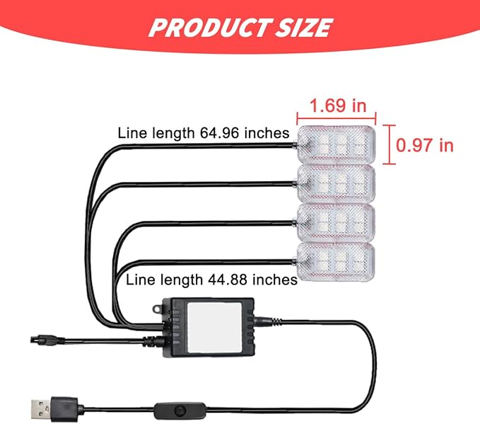 Car Interior LED Lights, 8 in 1 4PCS Vehicle Ambient Lamp Integrated with Music Mode & APP Control, Automotive Decor Atmosphere Lighting Accessories, Universal for SUV, Truck, RV