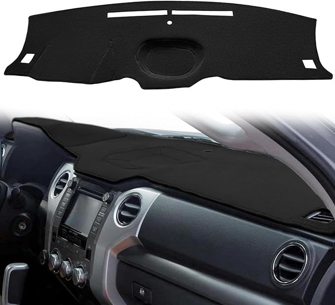 Dash Cover Mat Custom Fit for Toyota Tundra 2014-2021 Dashboard Cover Pad Carpet Protector F108(Black)