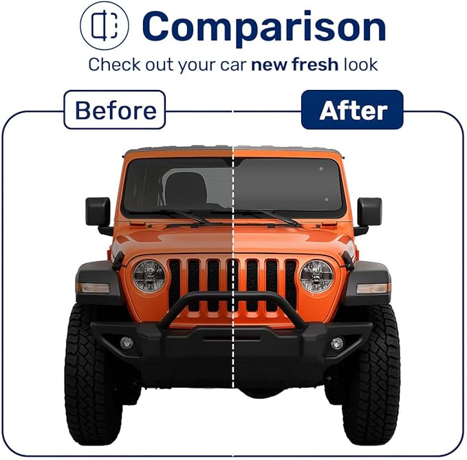 GENANY Black Windshield Sun Shade for Jeep (53X17 Inches), Sun Shade Windshield, Shades for Front Windows, Protector Blocks UV, Car Decor
